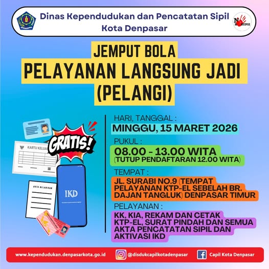 Kegiatan Jemput Bola Pelayanan Langsung Jadi (PELANGI) di Denpasar Timur