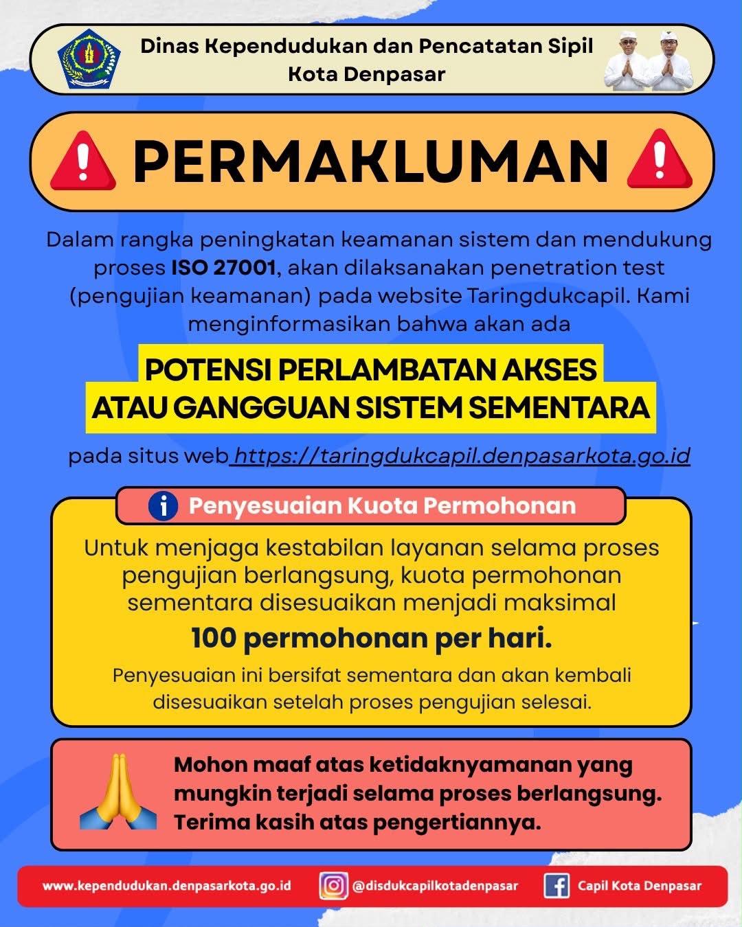 PERMAKLUMAN LAYANAN TARINGDUKCAPIL